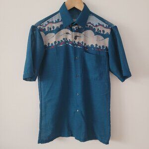 Vintage Men's Estée Lauder Short-Sleeved Button-Up Shirt-Size 14/Small